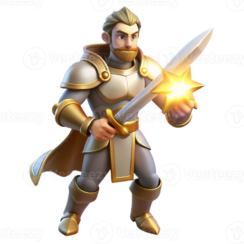 beautiful minimalist Brave Paladin with Holy Sword original png