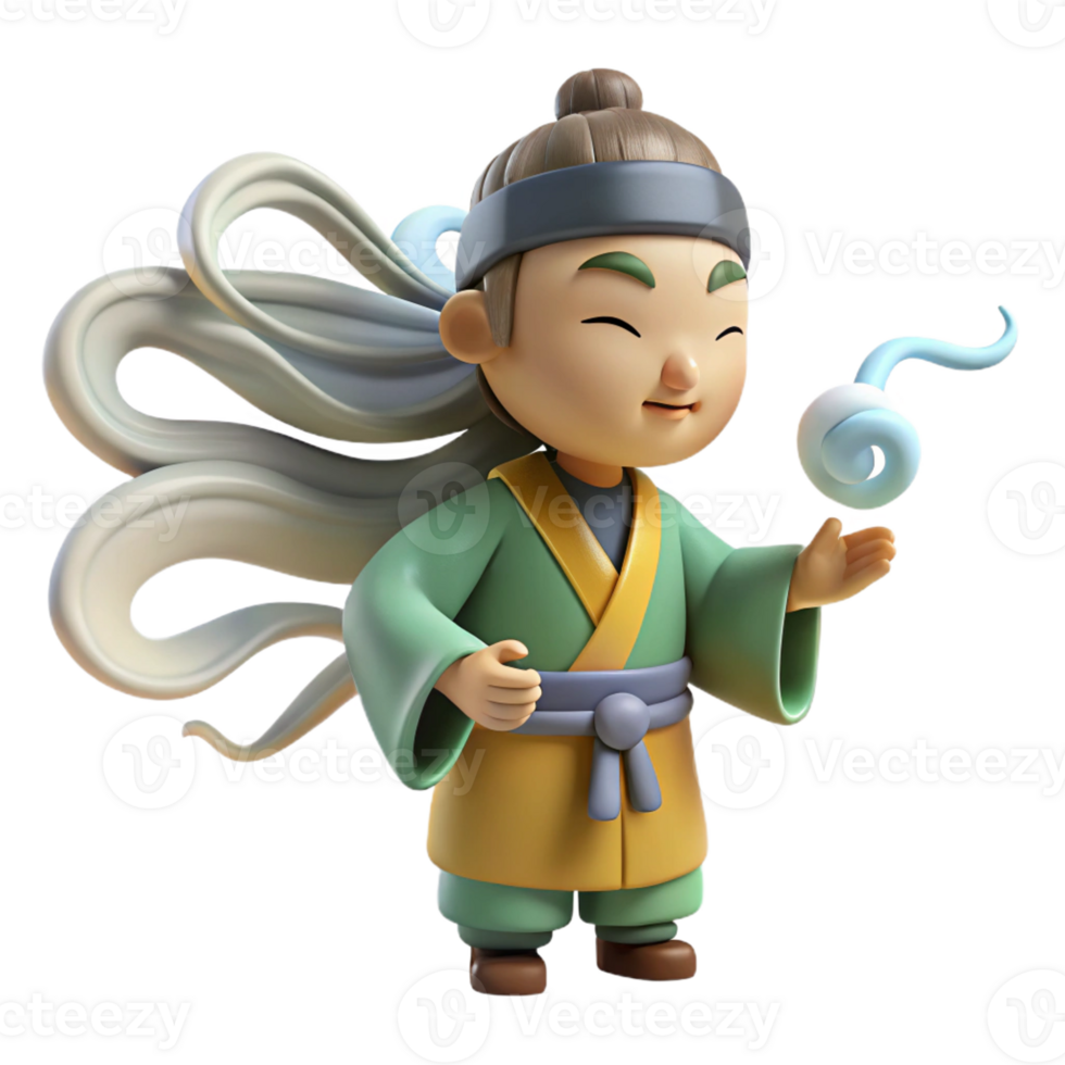 stunning abstract A Nurturing Fujin Controlling the Wind Ja detailed png