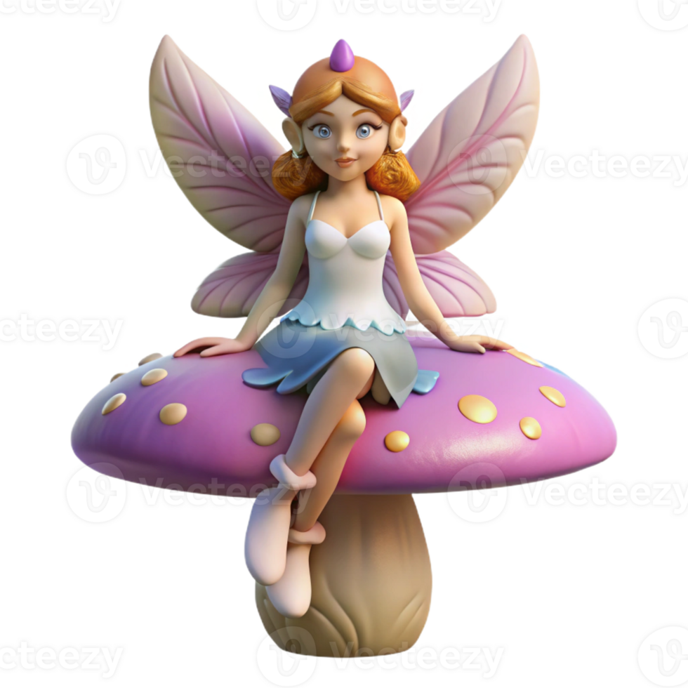 impressive vintage A Whimsical Fairy Resting on a Giant Mushr authentic png