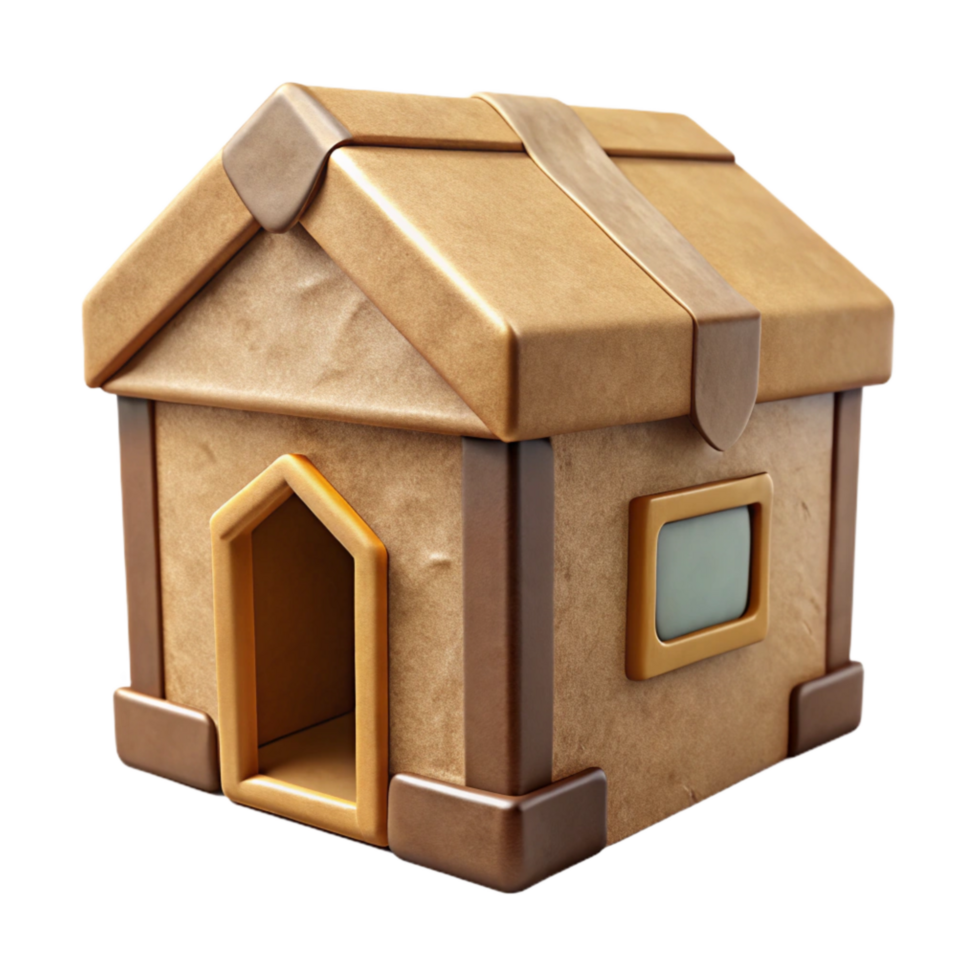 serene rustic Cardboard Box Playhouse Kids Toy Front View Cutout professional png
