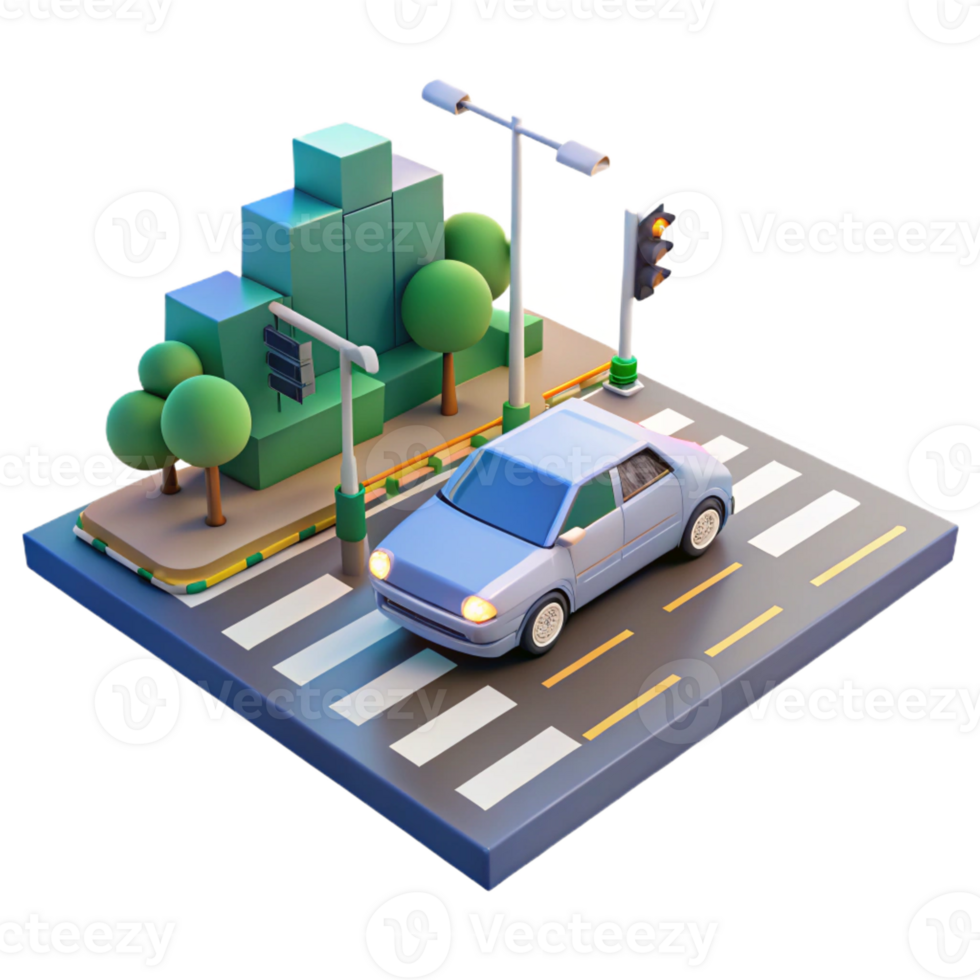 wonderful contemporary A Self Driving Car Navigating a Busy Inter high resolution png