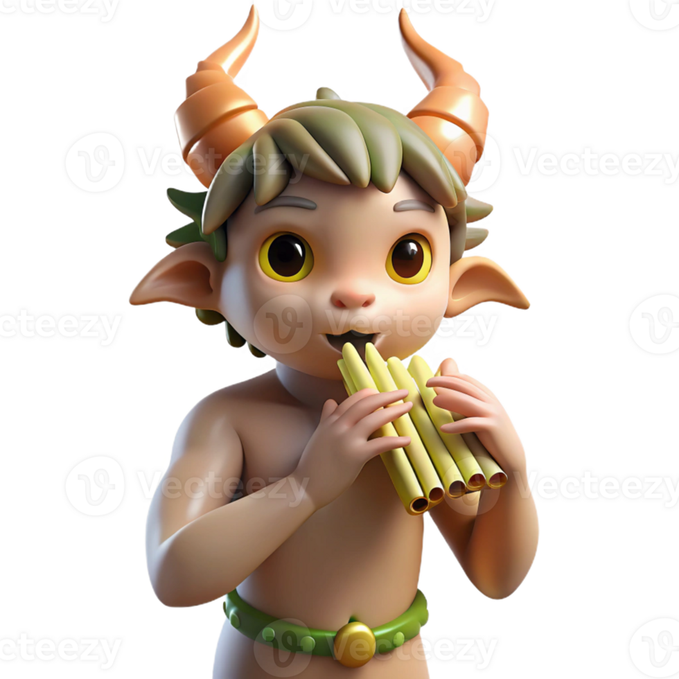 impressive vintage A Playful Satyr Playing a Pan Flute Idyl exclusive png