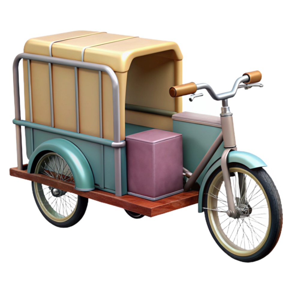 vibrant classic Cargo Bike Rear View Transparent Background genuine png