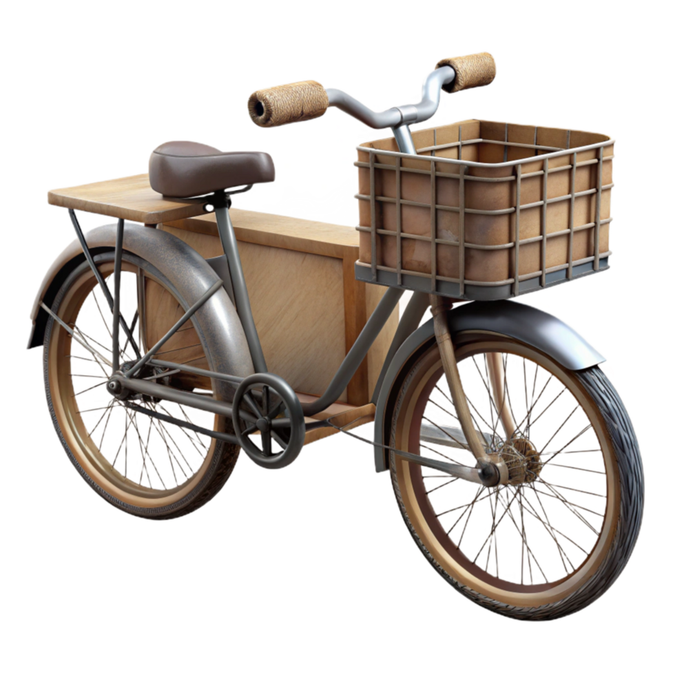 vibrant classic Cargo Bike with Large Basket Front View Cutout original png