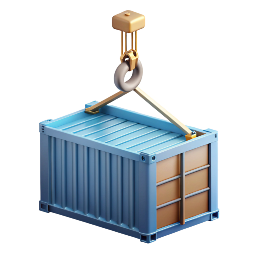 elegant contemporary Cargo Crane Lifting Container Transparent Background high quality png