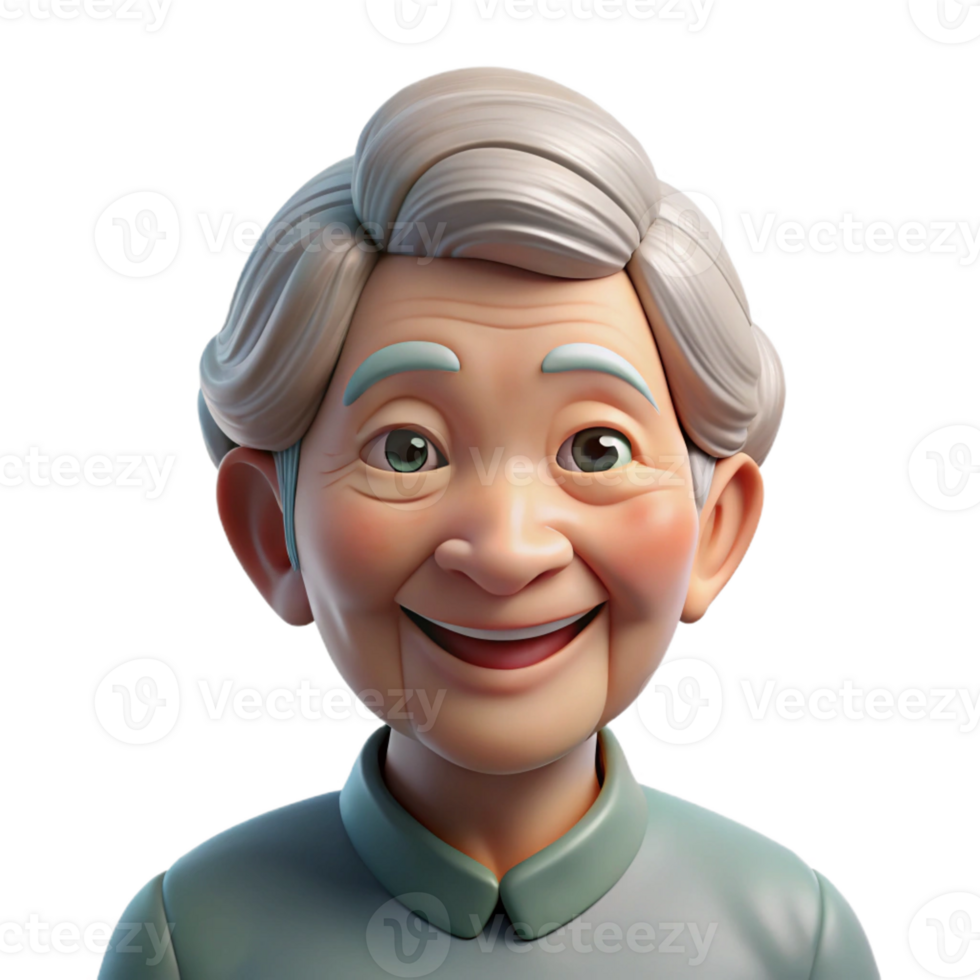 serene contemporary Portrait of an Elderly Woman with Wrink premium png