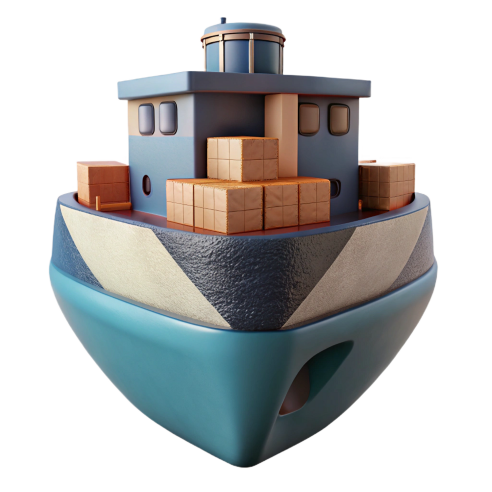 serene vintage Cargo Ship Front View Cutout high resolution png