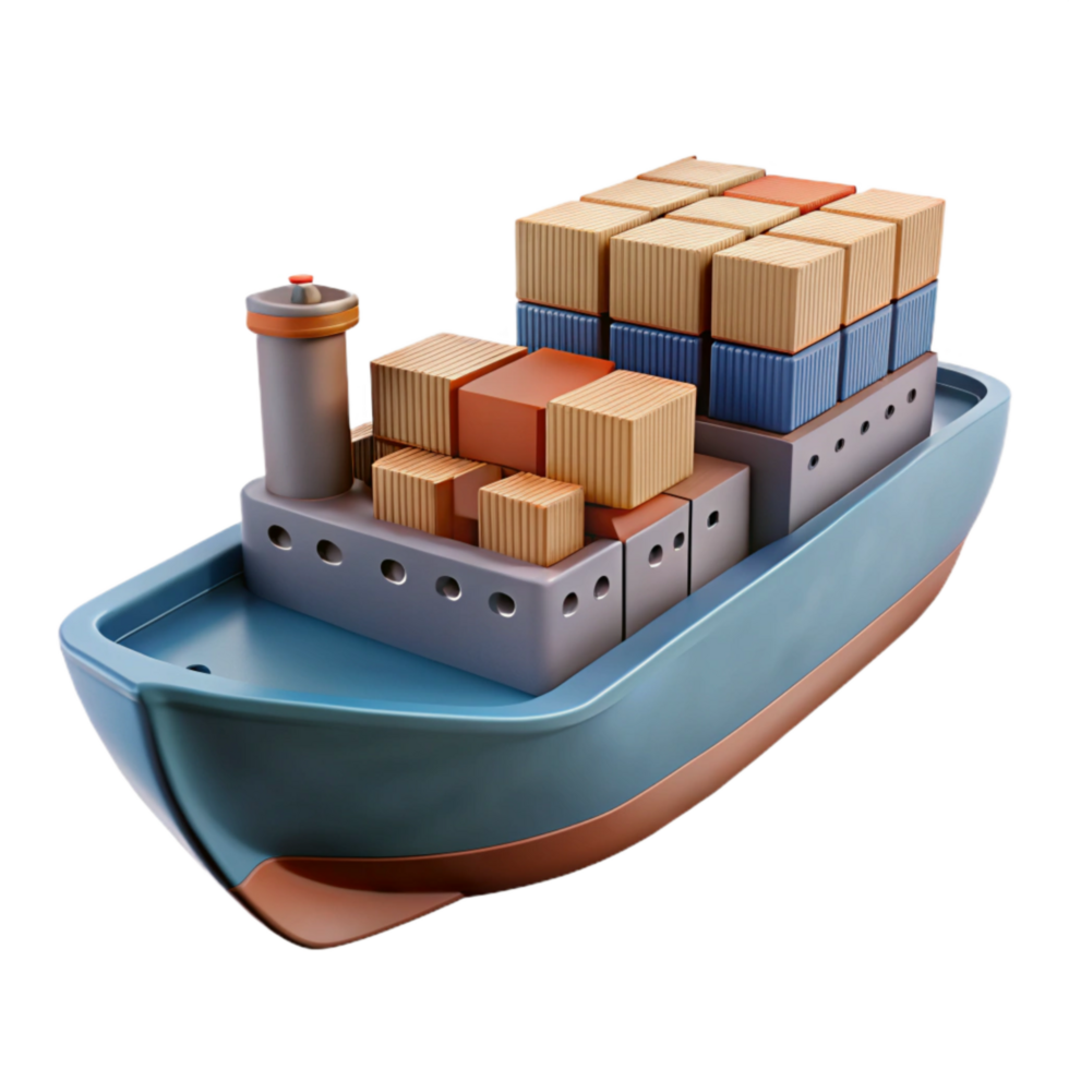 wonderful traditional Cargo Ship Side View with Realistic Lighting premium png