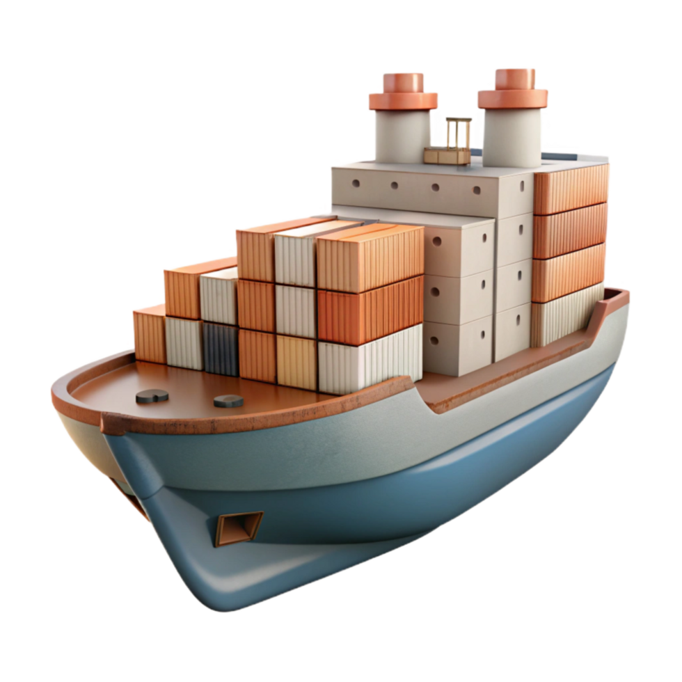 stunning abstract Cargo Ship Side View with Realistic Lighting detailed png