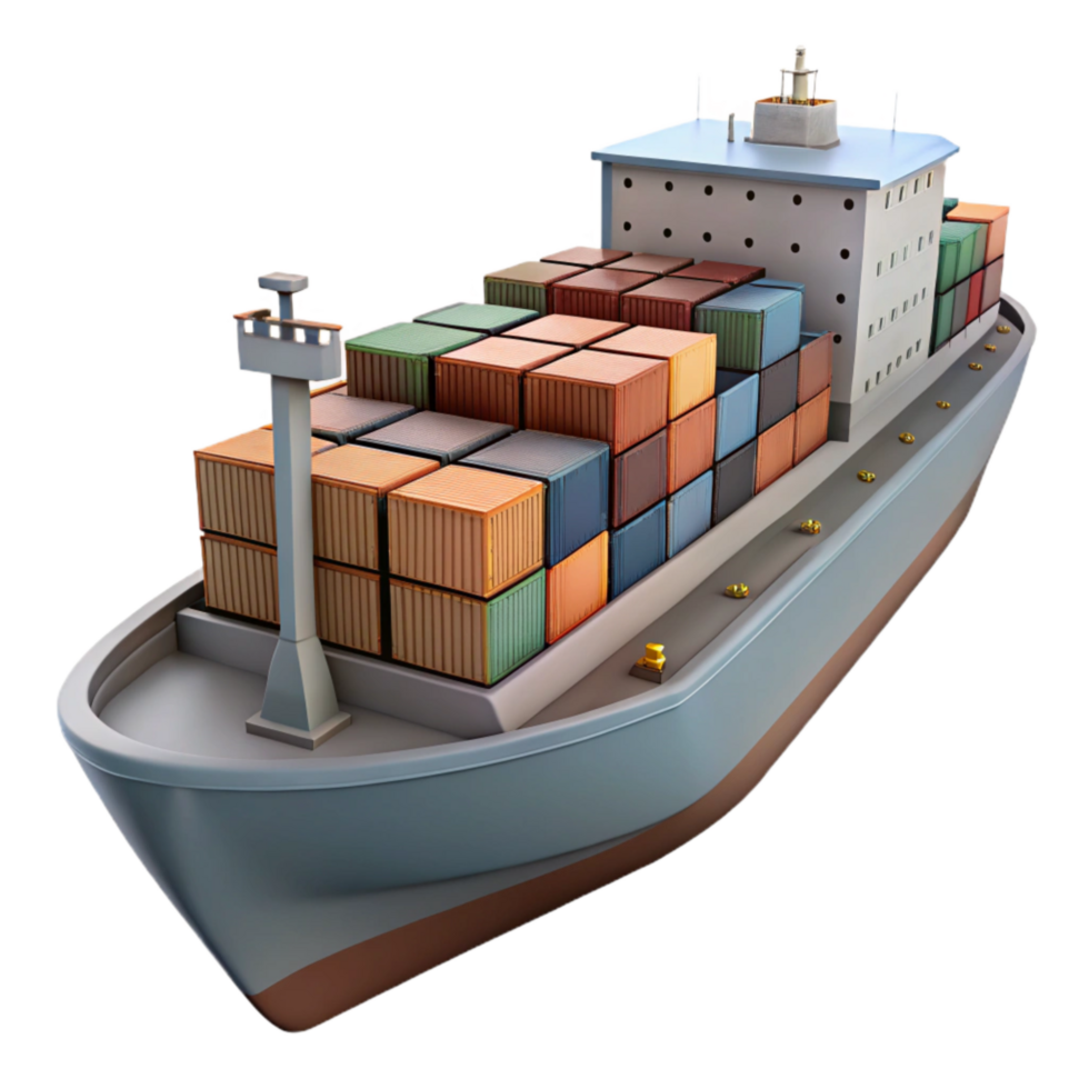 serene contemporary Cargo Ship Side View with Realistic Lighting genuine png