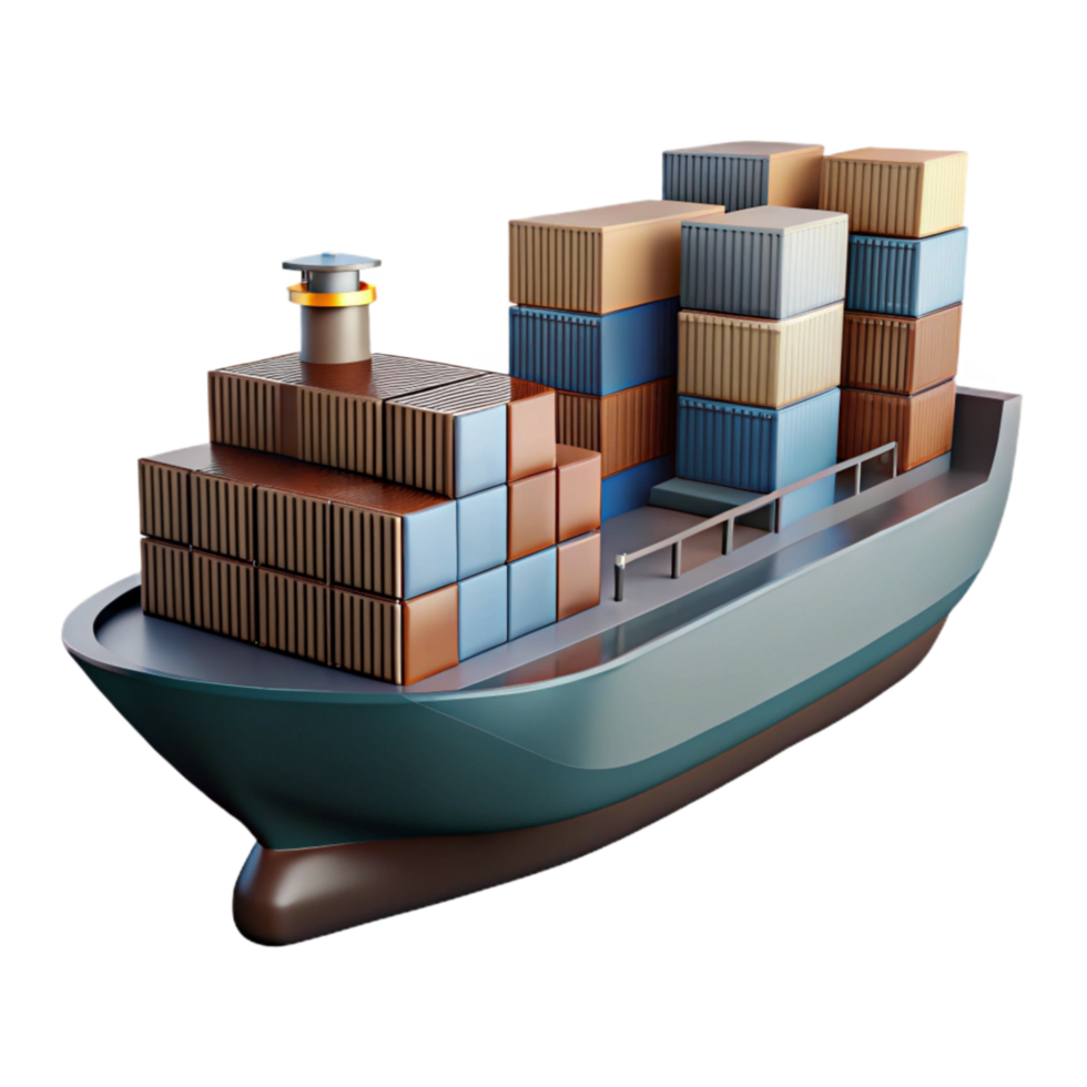 wonderful vintage Cargo Ship Silhouette with Containers Cutout Element exclusive png