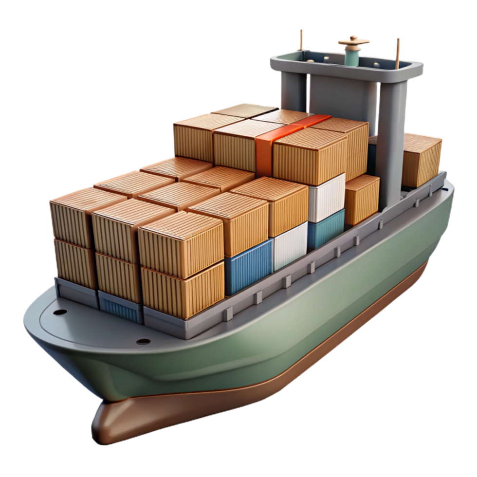 beautiful artistic Cargo Ship Side View with Realistic Lighting premium png