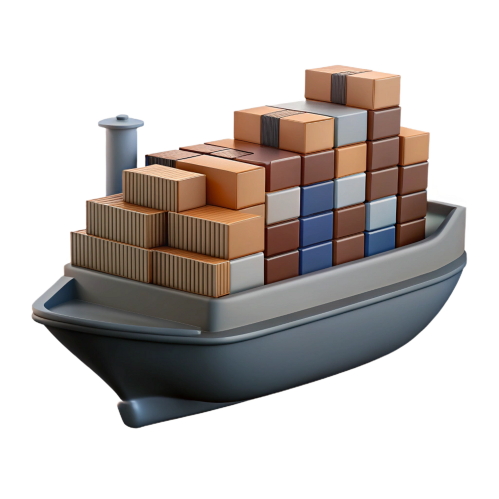 extraordinary creative Cargo Ship Silhouette with Containers Cutout Element premium png