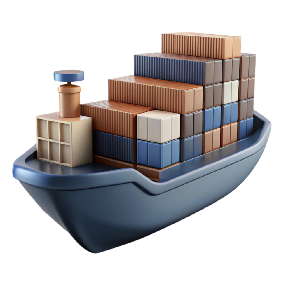magnificent vintage Cargo Ship Silhouette with Containers Cutout Element png