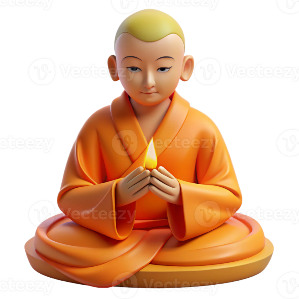wonderful creative Portrait of a Serene Monk in Orange Robes original png