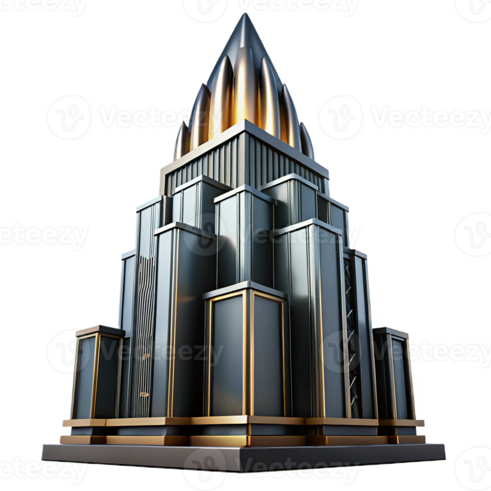 extraordinary minimalist Art Deco Skyscraper Chrome and Black Glas exclusive png