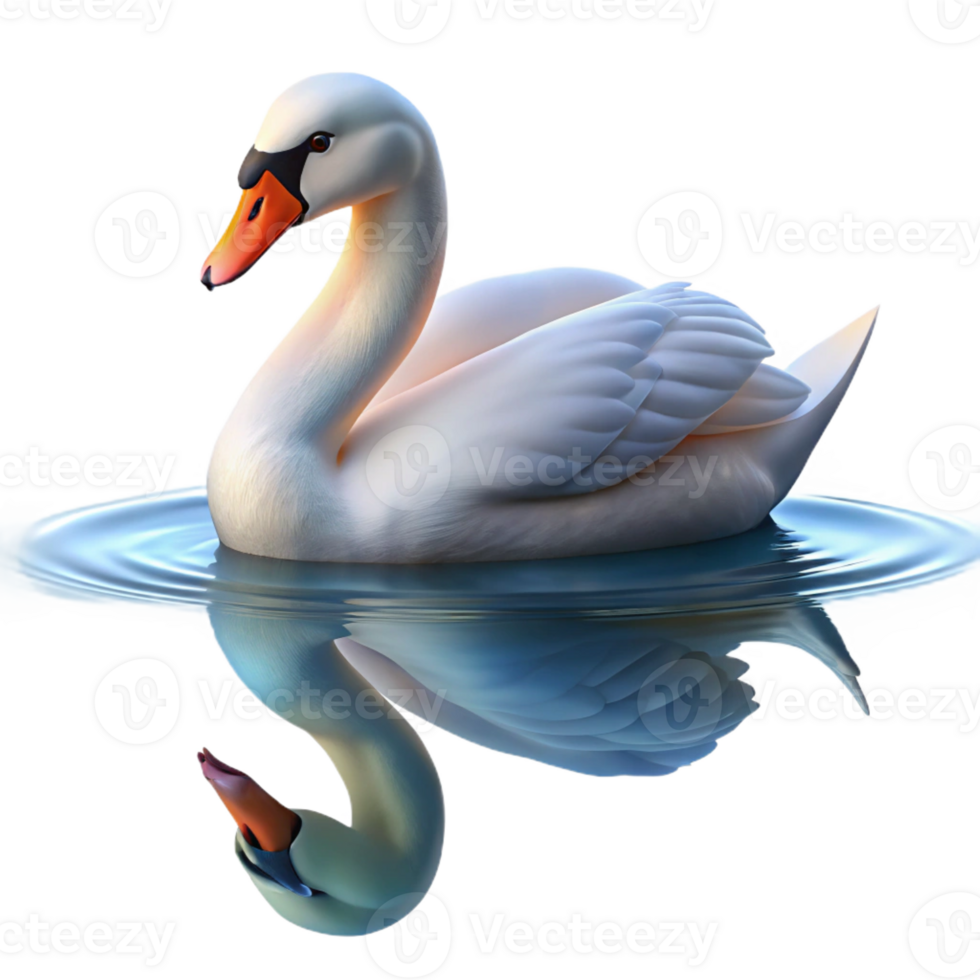 extraordinary abstract Swan Swimming on Calm Lake detailed png