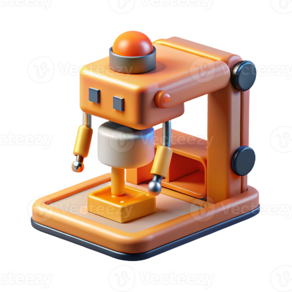 elegant creative 3d Printer Making Tiny Robot premium png