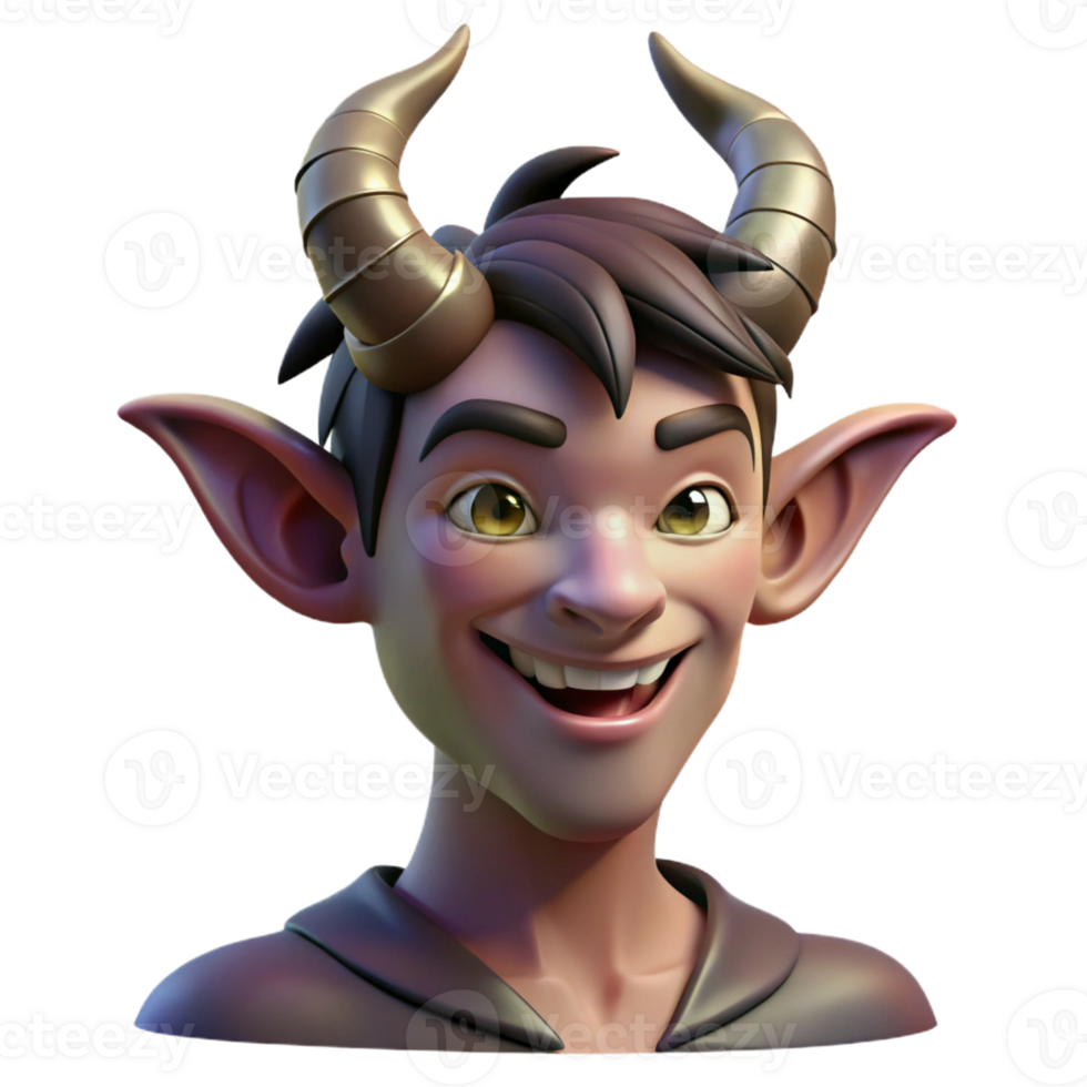 extraordinary rustic Portrait of a Mischievous Satyr with Hor genuine png