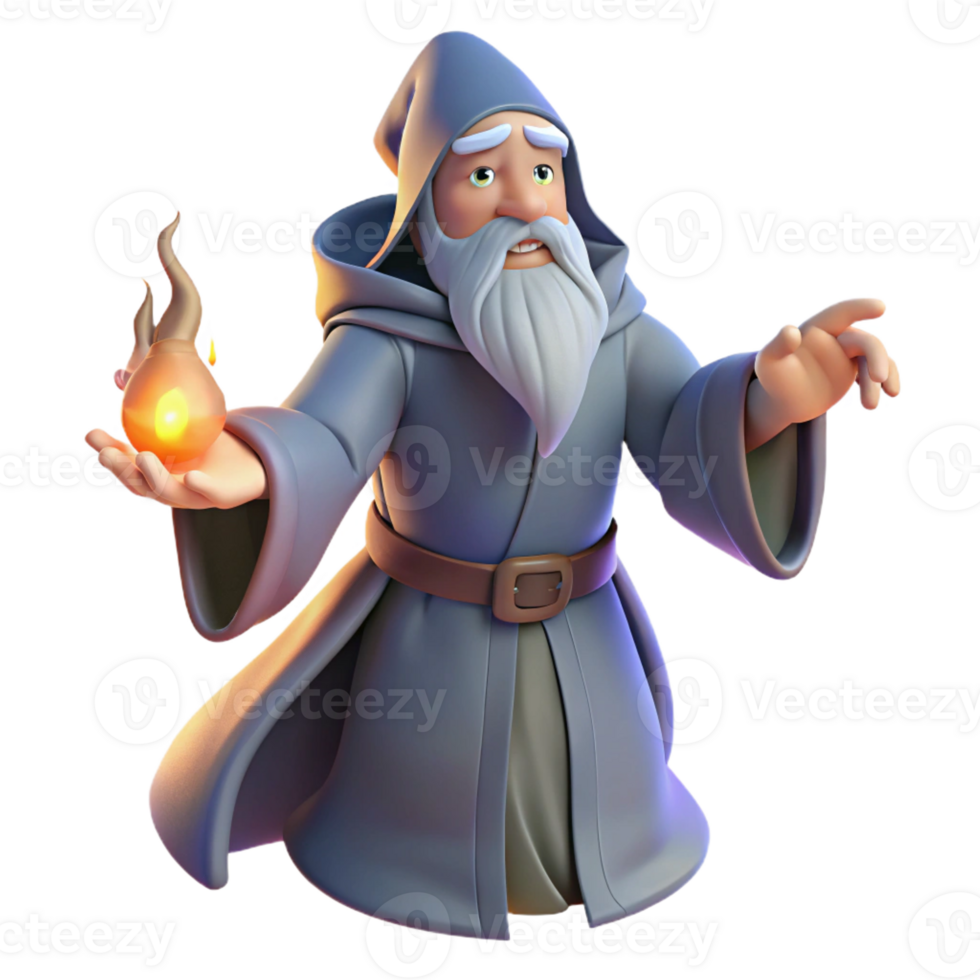 vibrant rustic A Wise Old Wizard Casting a Protective premium png