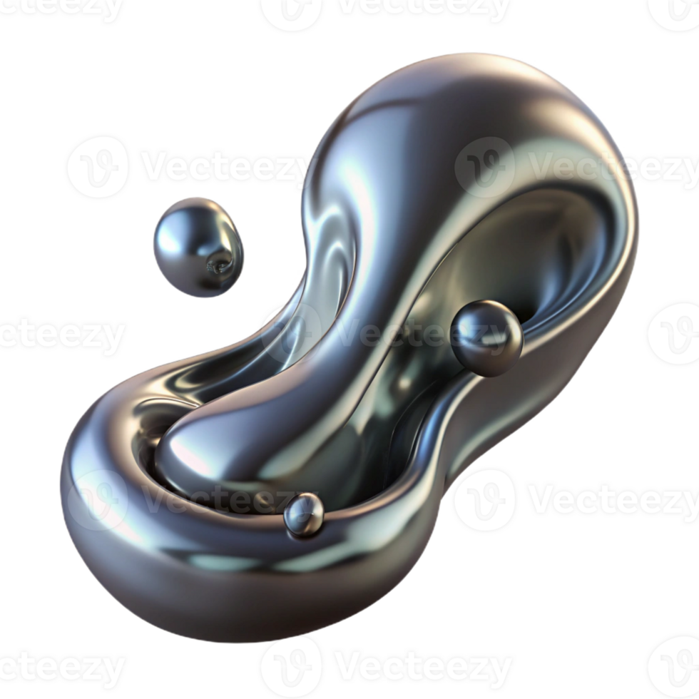 elegant contemporary A Cascade of Liquid Mercury Reflective high quality png