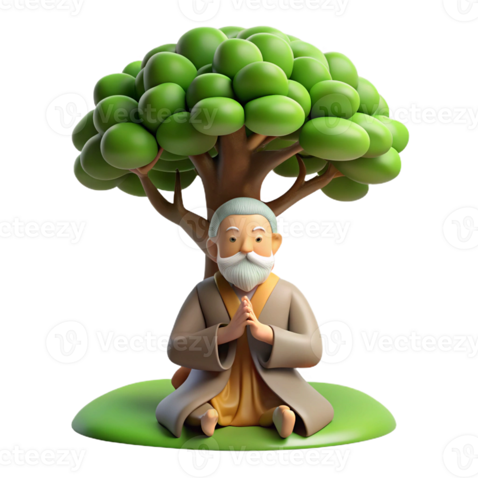 vibrant rustic A Wise Old Druid Meditating Beneath a Gia high quality png