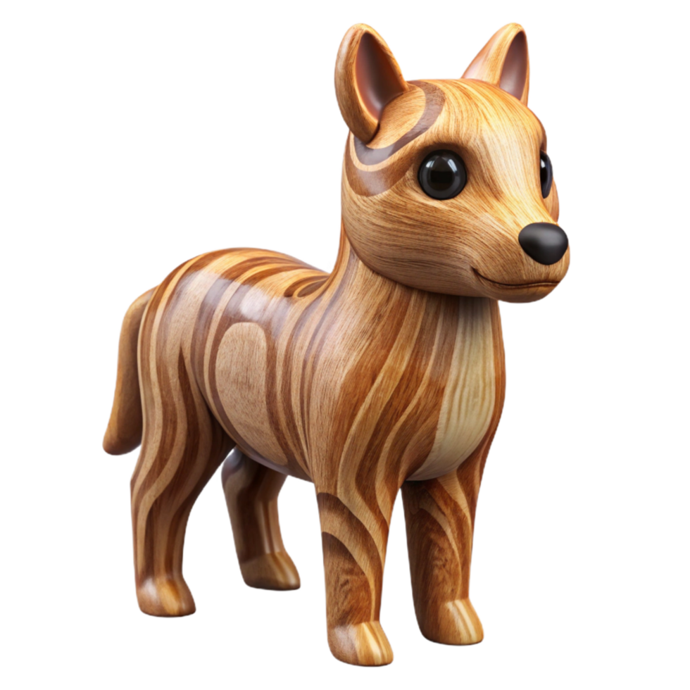 serene minimalist Carved Wooden Animal Figurine Realistic Style Transparent Background high resolution png