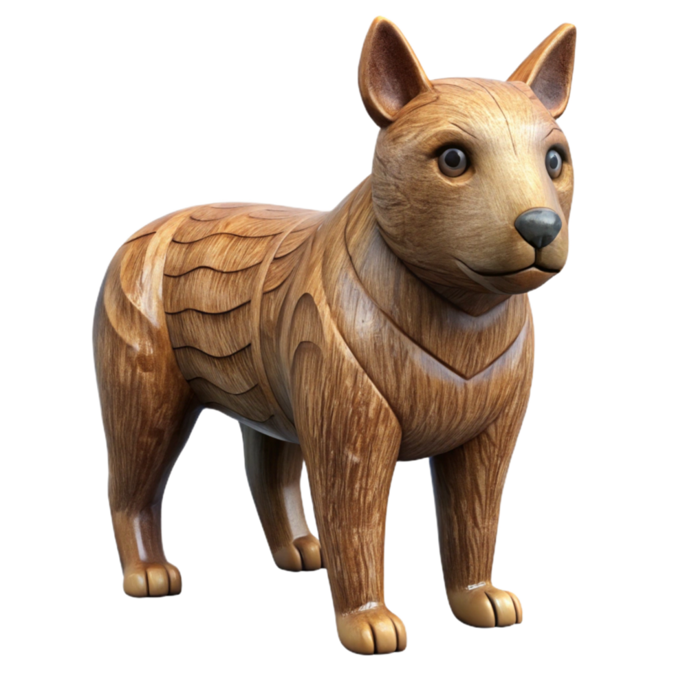 vibrant artistic Carved Wooden Animal with Realistic Details original png