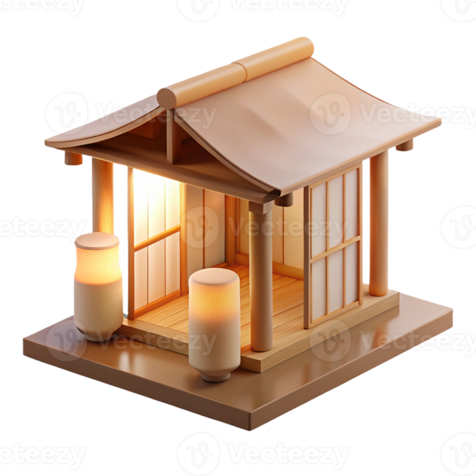 beautiful vintage A Minimalist Japanese Teahouse Made of B png