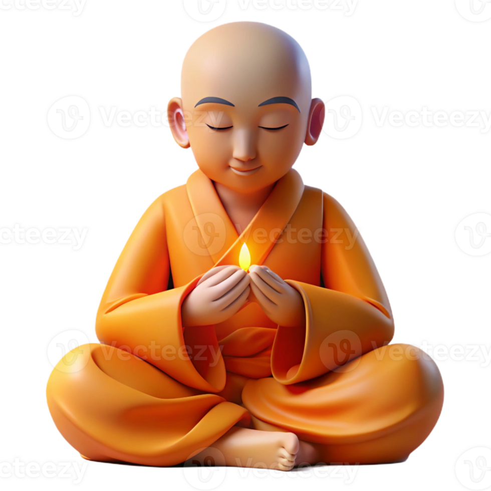 serene creative Portrait of a Serene Monk in Orange Robes detailed png