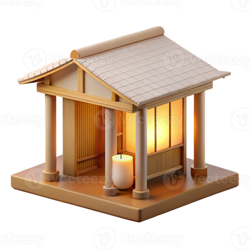 dramatic rustic A Minimalist Japanese Teahouse Made of B premium png