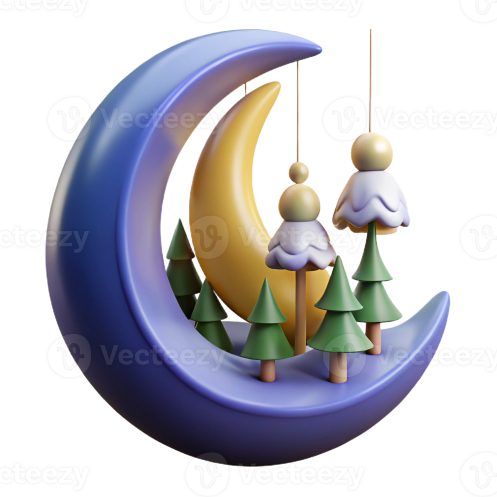 wonderful contemporary Stylized Crescent Moon Design 4K png