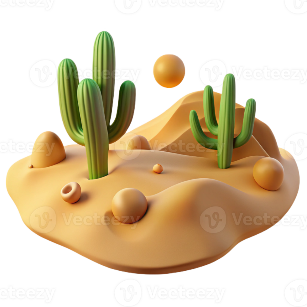 wonderful traditional A Desert Landscape with Cacti and Sand Dun high quality png