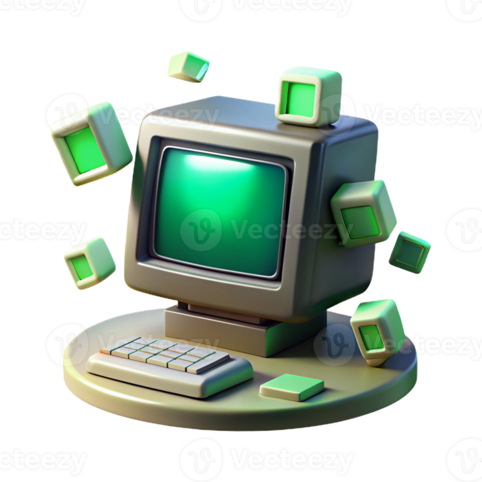 dramatic rustic A Vintage Computer Monitor Displaying Lin 4K png