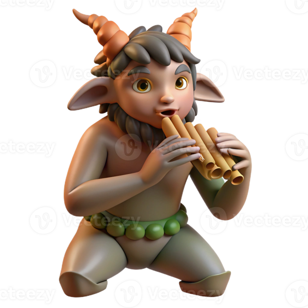 wonderful traditional A Playful Satyr Playing a Pan Flute in A 4K png