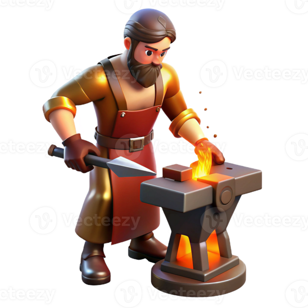 extraordinary traditional A Creative Hephaestus Forging a Weapon In professional png