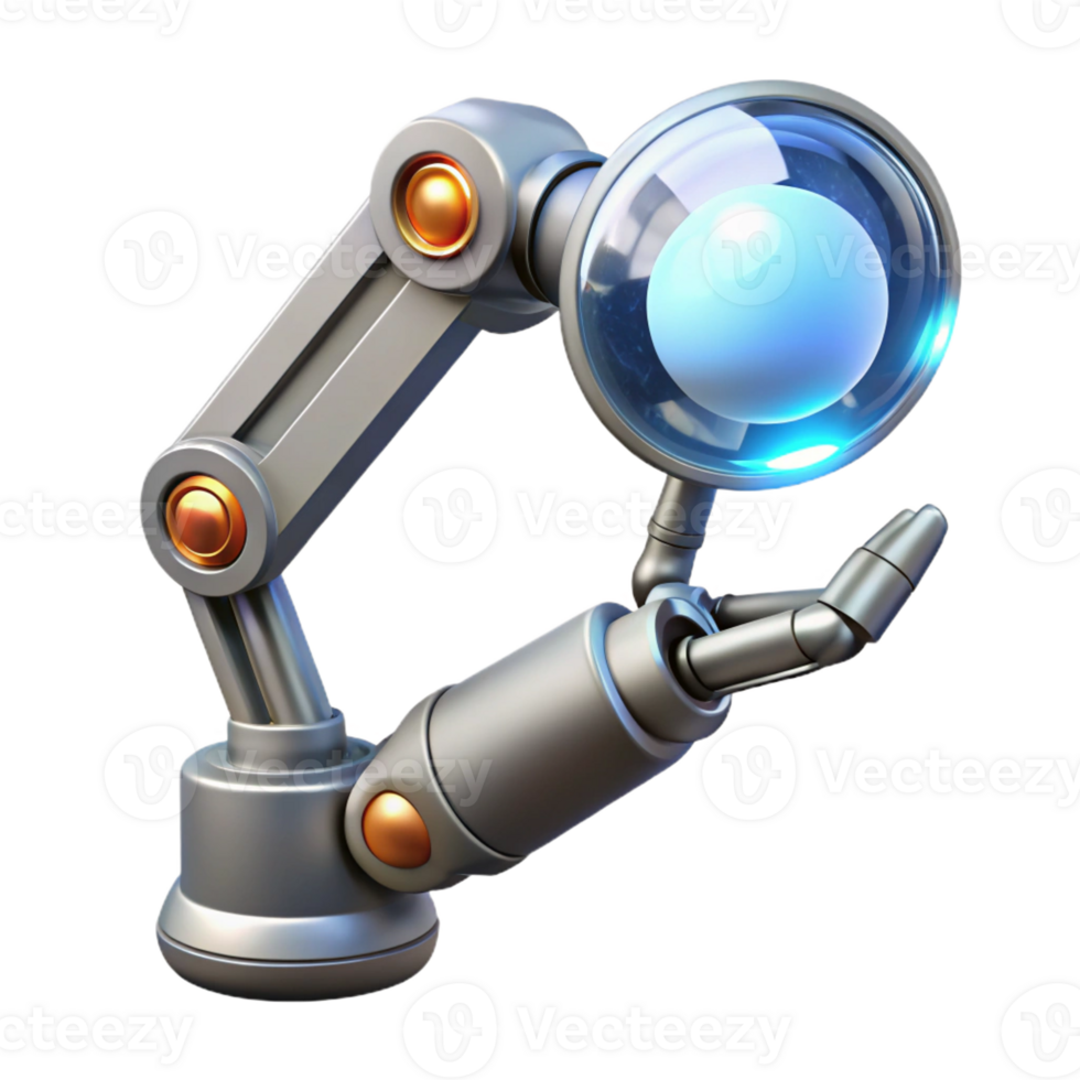serene modern A Chrome Robotic Arm Delicately Holding A detailed png