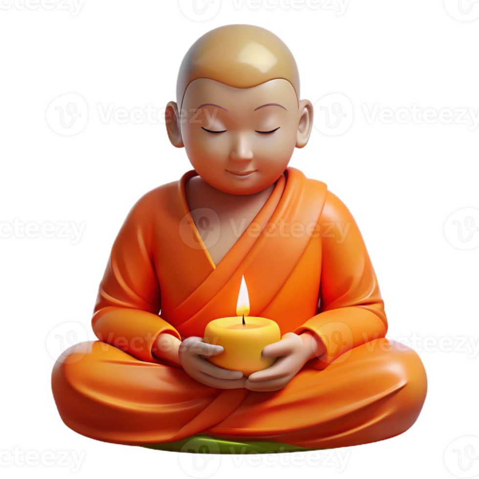 extraordinary minimalist Portrait of a Serene Monk in Orange Robes png