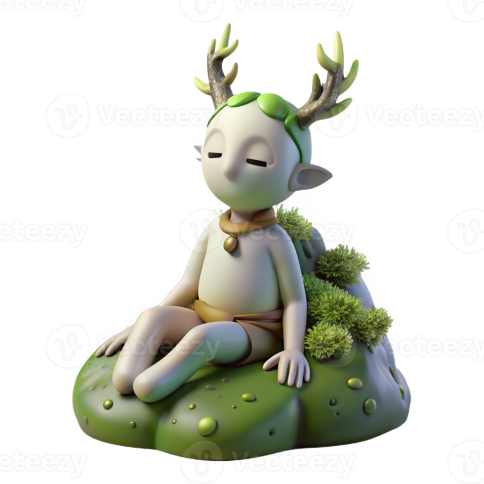 impressive minimalist Forest Spirit Resting on Moss exclusive png