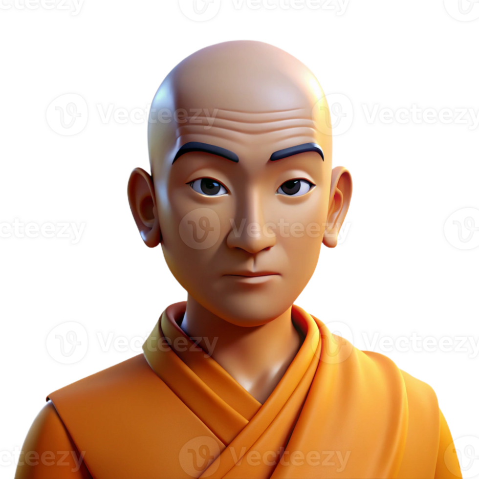 serene contemporary Portrait of a Serene Monk with a Shaved authentic png