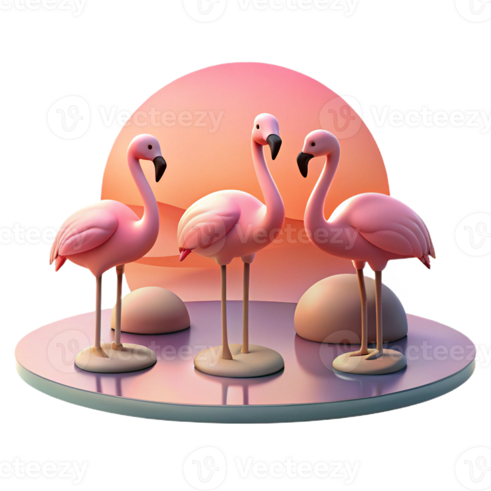 elegant classic A Group of Flamingos Standing in a Shallo exclusive png