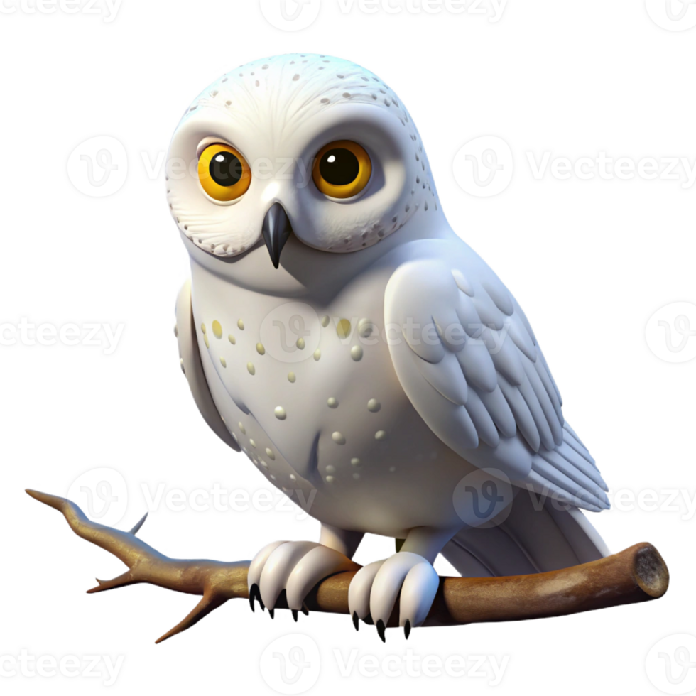 stunning artistic A Snowy Owl Perched on a Branch Covered detailed png
