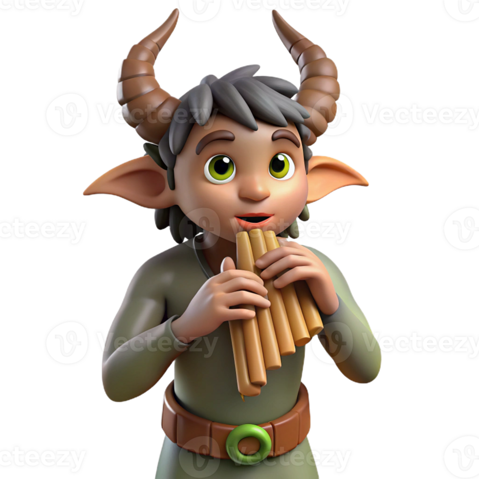 wonderful minimalist Mischievous Satyr Playing Pan Flute high quality png