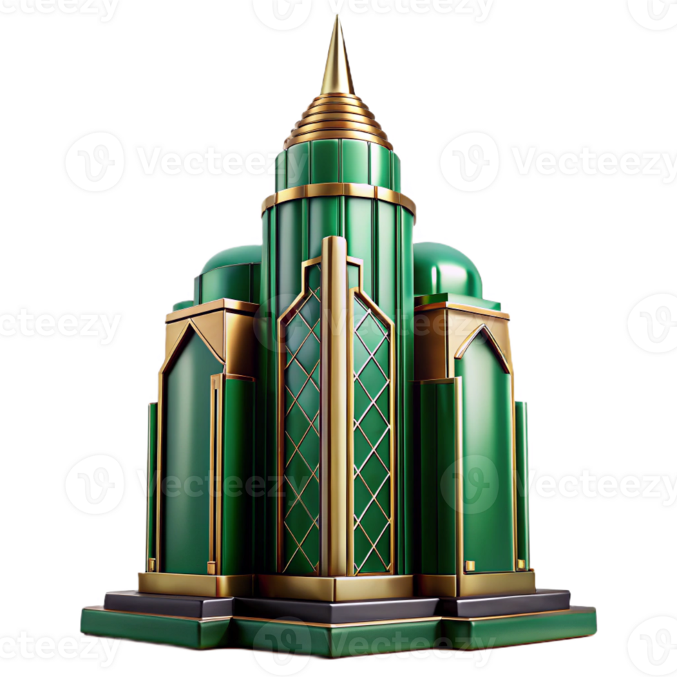 extraordinary modern Art Deco Skyscraper Emerald Green and Go detailed png