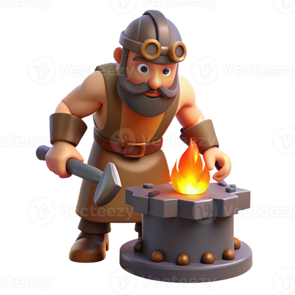 extraordinary traditional Cyclops Forging Weapon in Cave high quality png