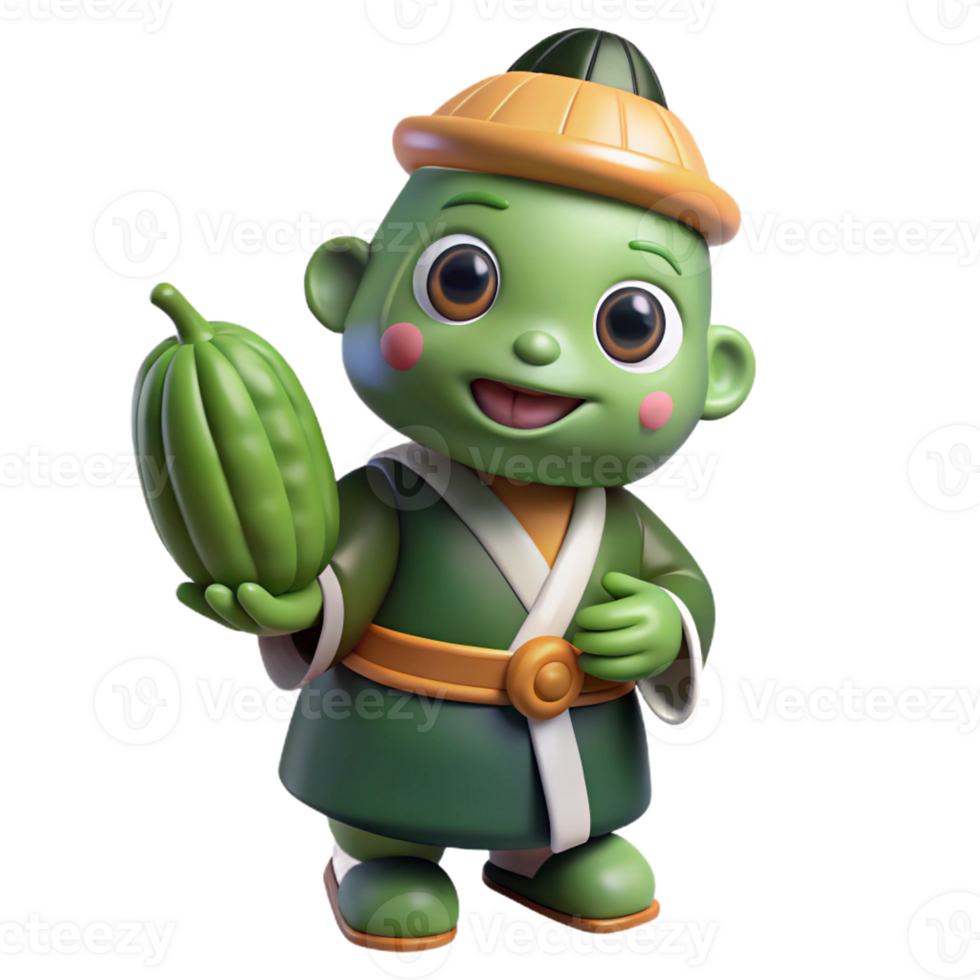extraordinary contemporary A Benevolent Kappa Offering a Cucumber genuine png
