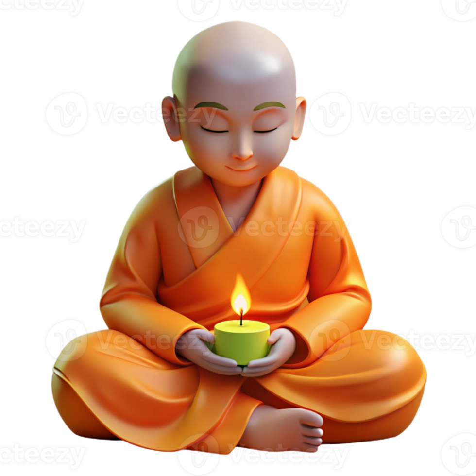 serene classic Portrait of a Serene Monk in Orange Robes authentic png