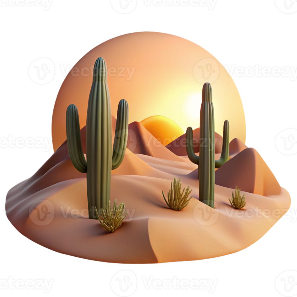 magnificent contemporary A Desert Landscape at Sunset with Cacti high resolution png