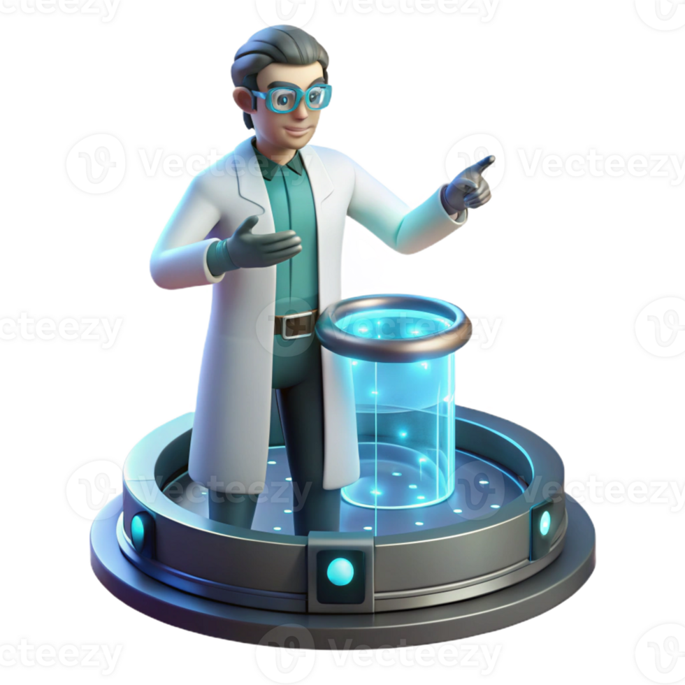 dramatic creative A Scientist Working on a Holographic Int png