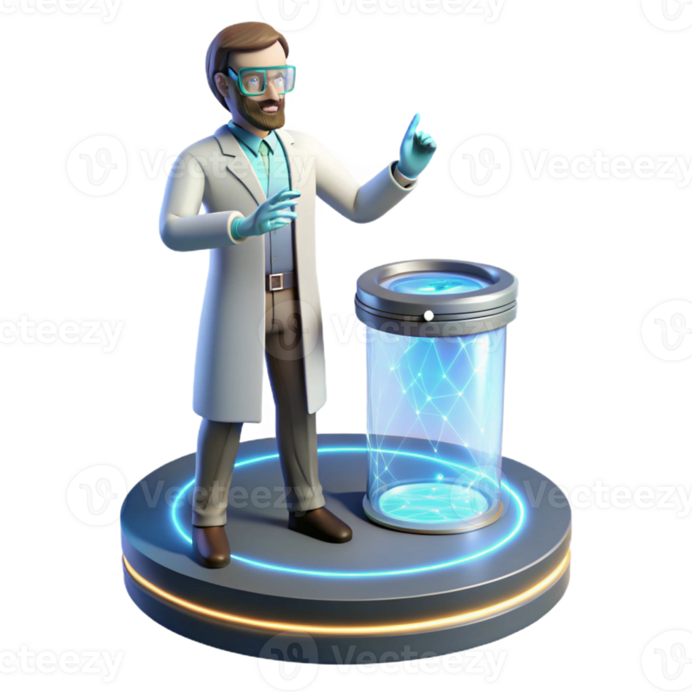 impressive modern A Scientist Working on a Holographic Int detailed png